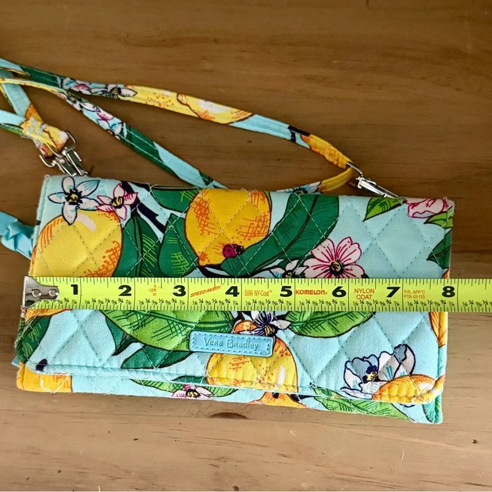 Vera Bradley RFID Accordion Wristlet Lemon Grove | Quilted Wallet Crossbody - Picture 9 of 10